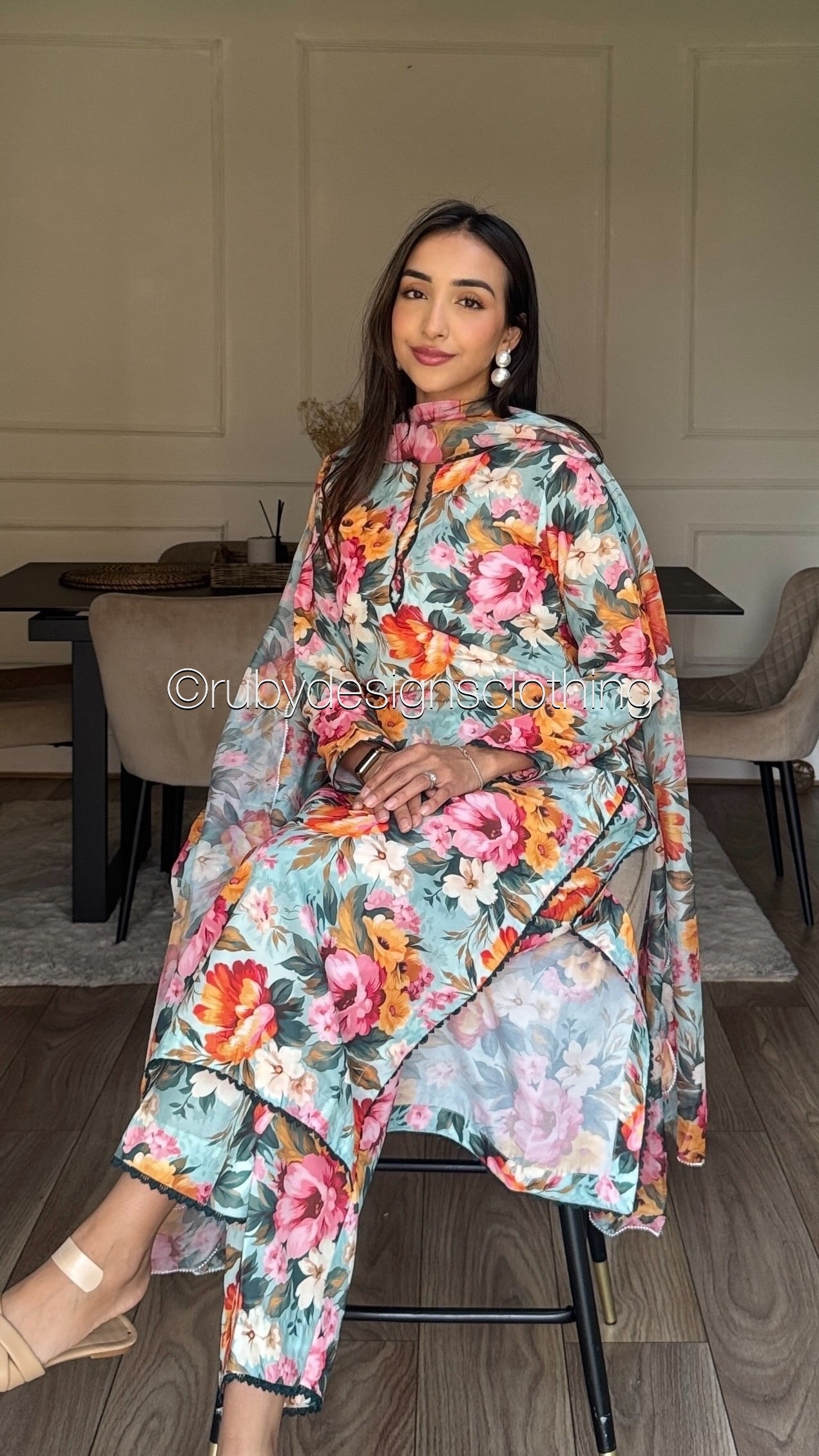 Peach Bloom - 3 Piece Swiss Lawn Suit with Silk Dupatta