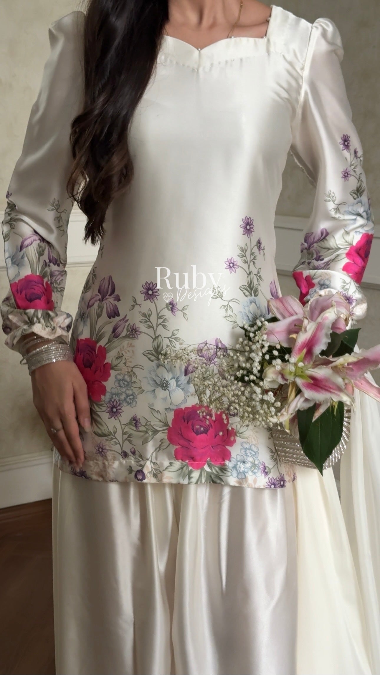 FLEUR Pearl - 3 Piece Silk Suit with Balloon Pants