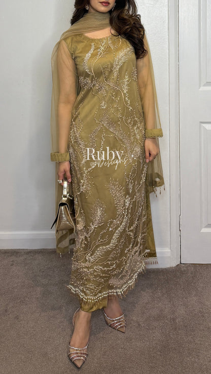 FOZIA - 3 Piece Net Suit with Tassel Detail