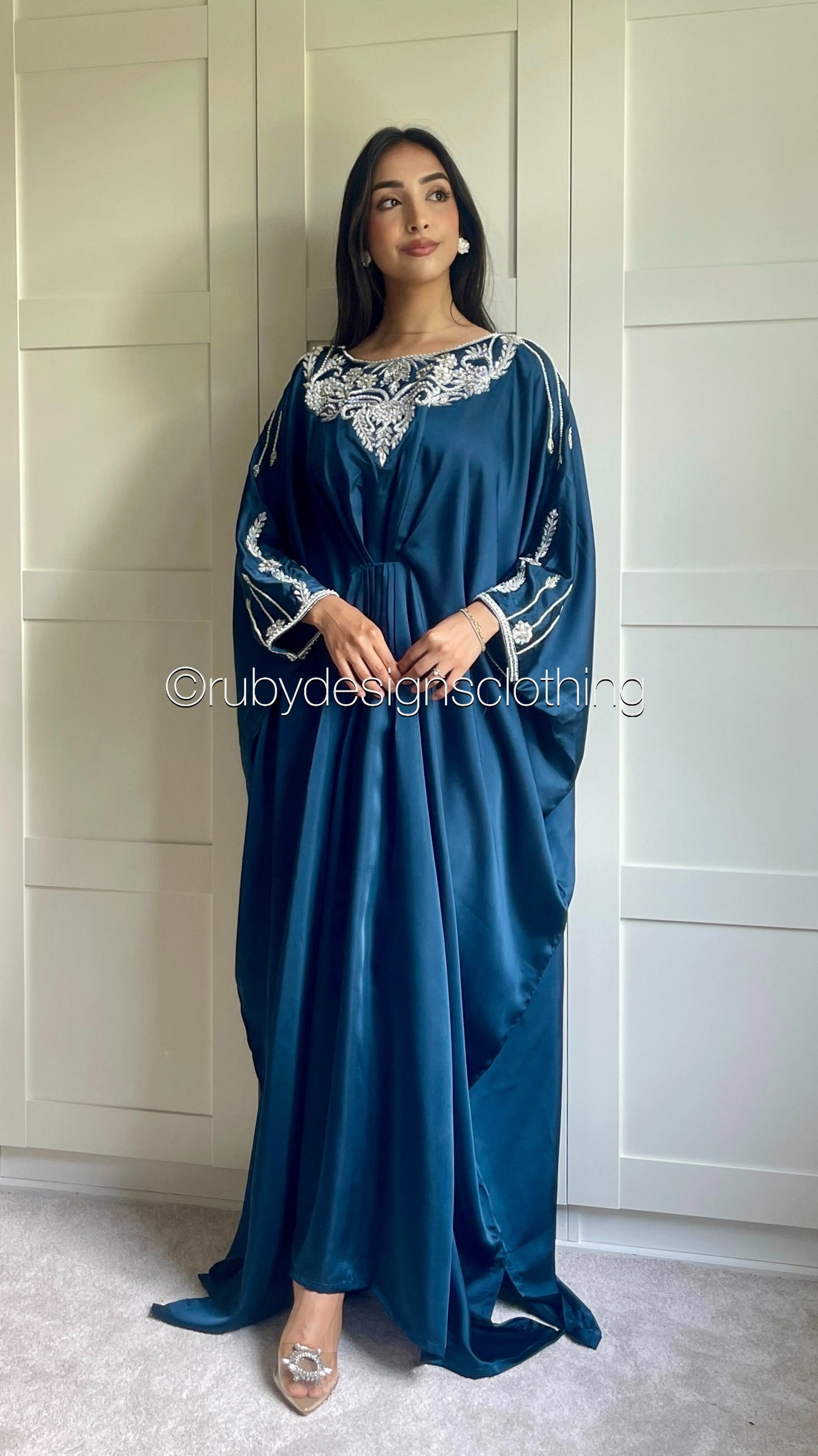 JASMINE - Blue Kaftan with Silver Handwork (8713903472853)