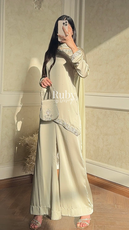 PREITY Sage - 3 Piece Silk Suit with Matching Bag