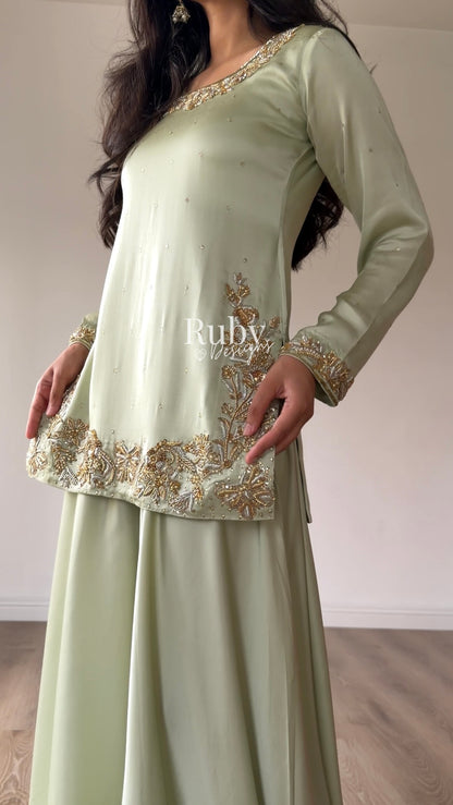 AENA Fern - 4 Piece Silk Suit with Matching Potli Bag