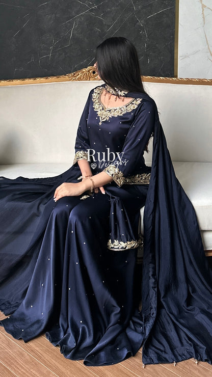 RANI Midnight - 3 Piece Luxury Silk Suit with Matching Bag
