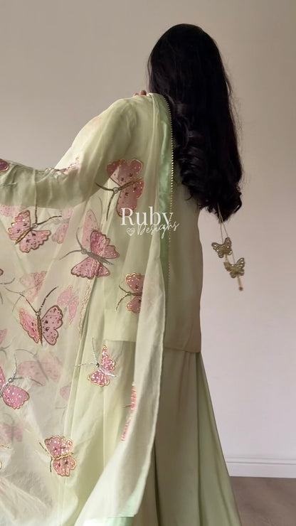 AENA Fern - 4 Piece Silk Suit with Matching Potli Bag