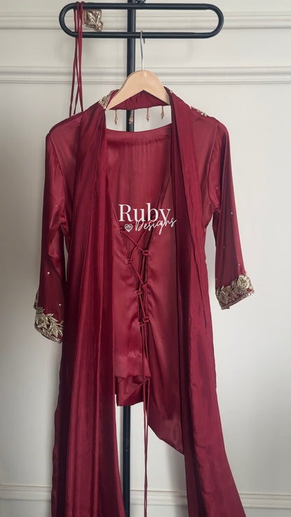RANI Rouge - 3 Piece Luxury Silk Suit with Matching Bag