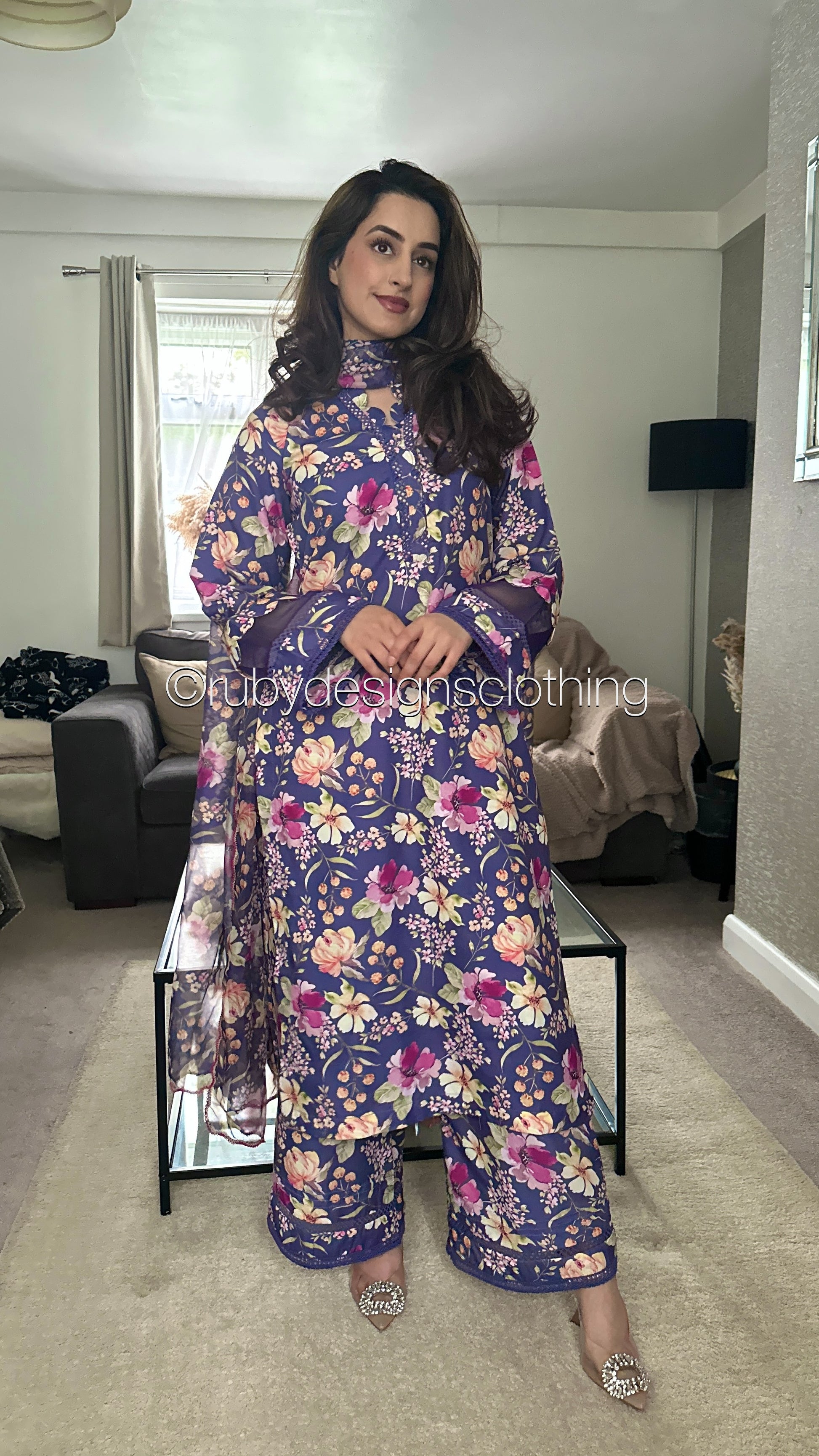 SEHAR - 3 Piece Navy/Purple Swiss Lawn Suit with Silk Dupatta (8681766027477)