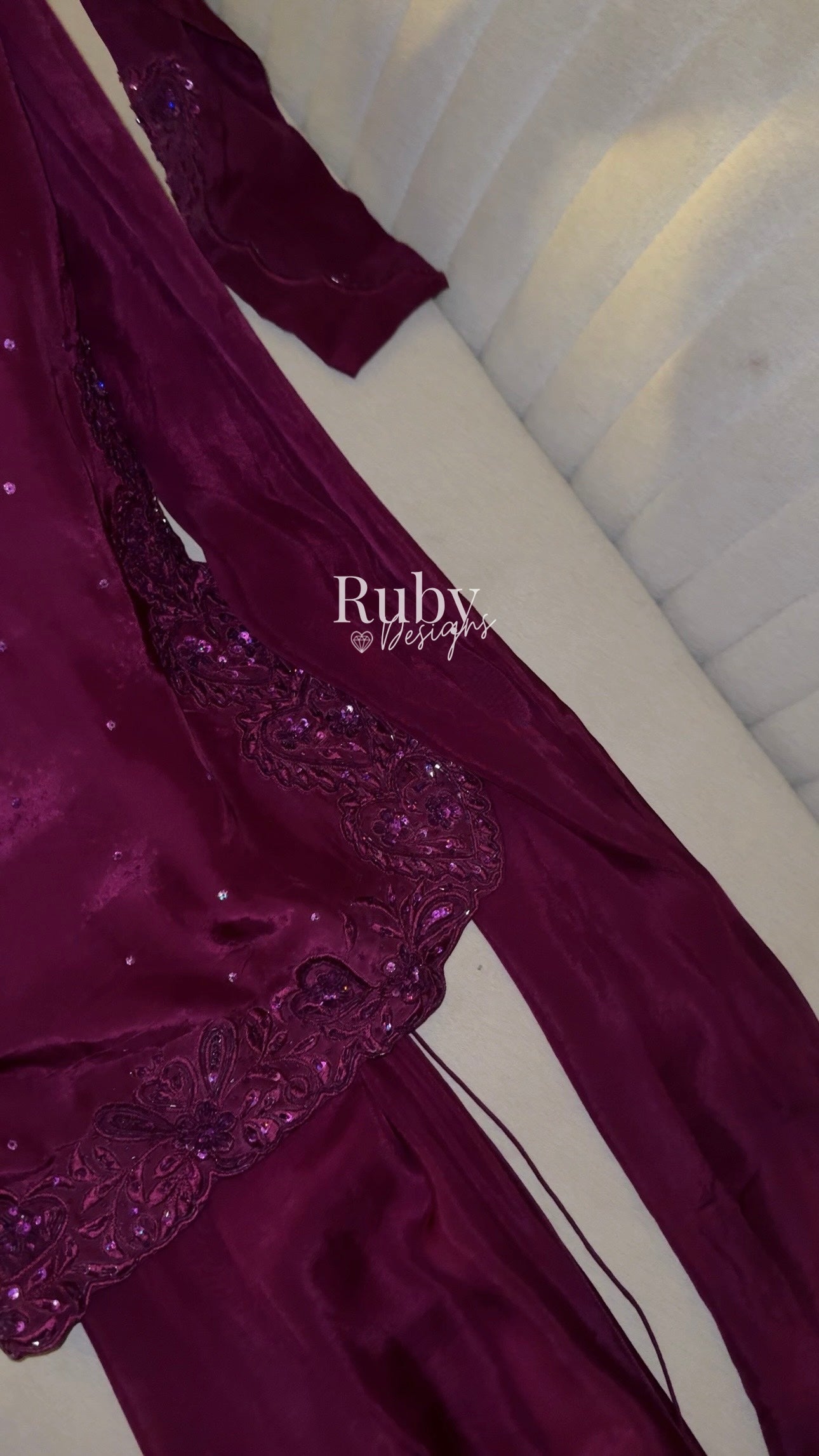 PRE-ORDER (not for immediate dispatch) - SAHARA - 3 Piece Magenta Luxury Silk Suit with Cutdana Handwork