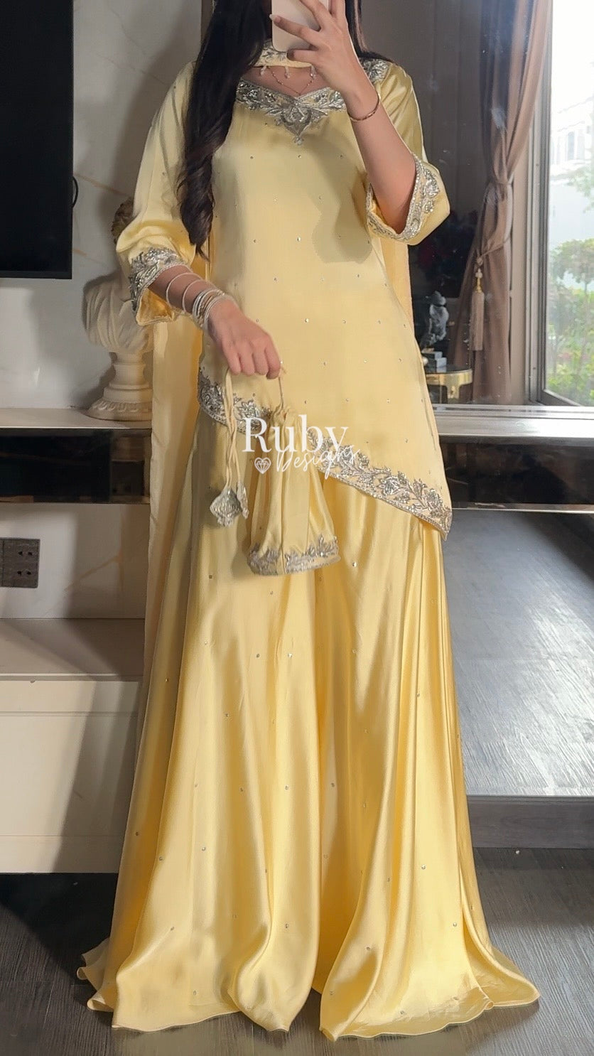 PRE-ORDER (6-8 week estimated dispatch): RANI Butter - 4 Piece Luxury Silk Suit with Matching Bag