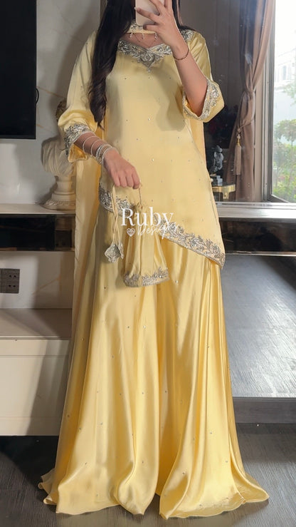PRE-ORDER (6-8 week estimated dispatch): RANI Butter - 4 Piece Luxury Silk Suit with Matching Bag