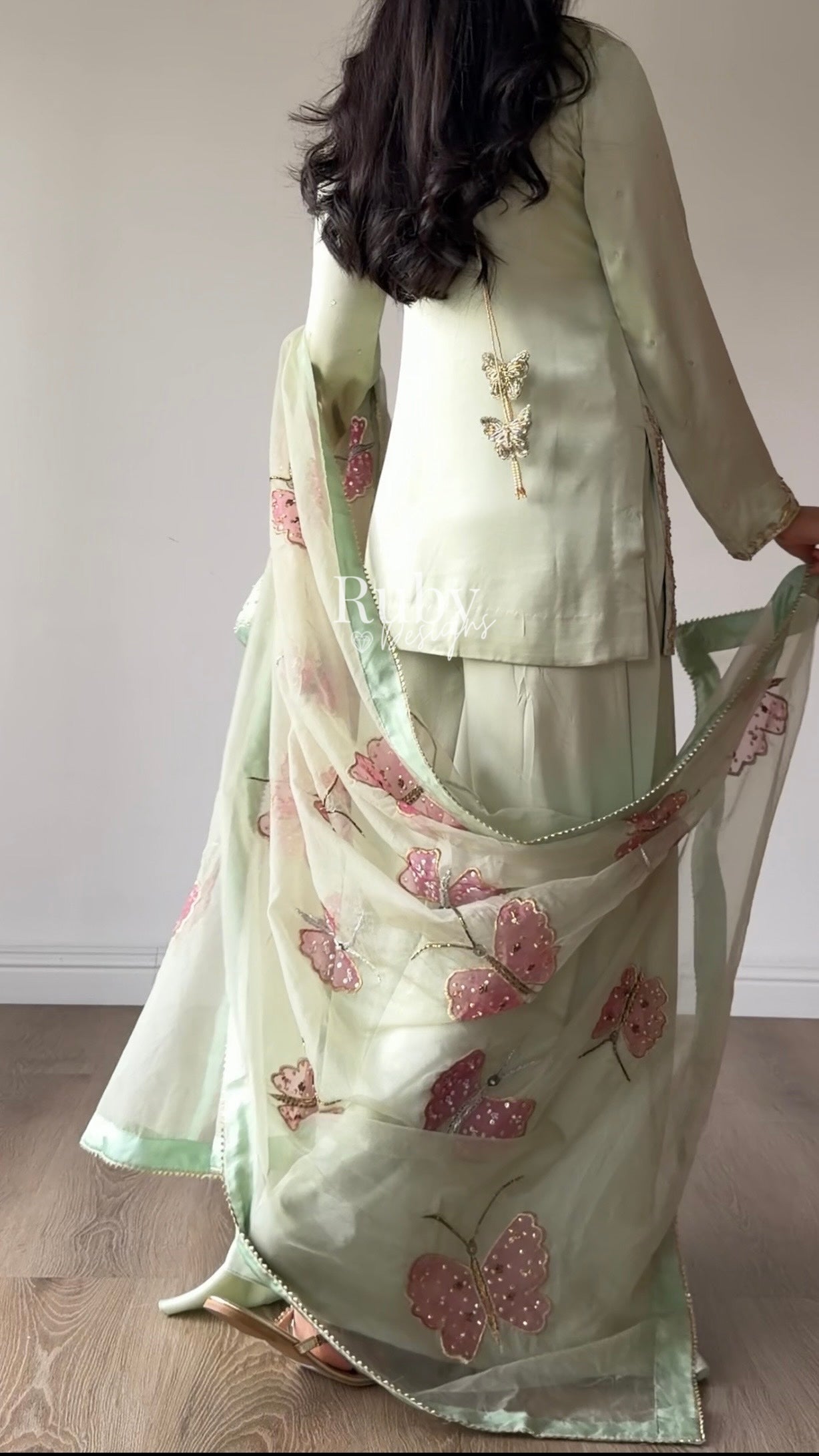 AENA Fern - 4 Piece Silk Suit with Matching Potli Bag