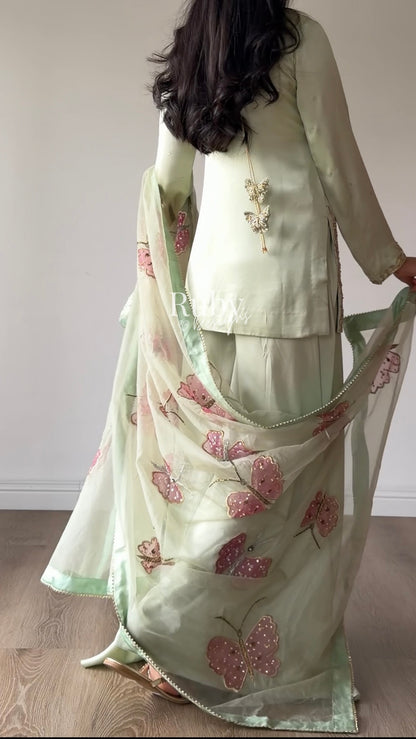 AENA Fern - 4 Piece Silk Suit with Matching Potli Bag