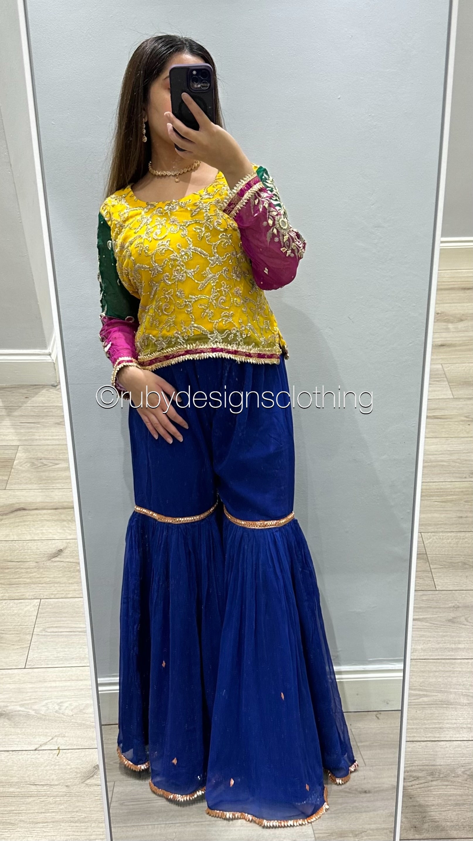 Pure Chiffon Blue Gharara Pants (8746846322901)