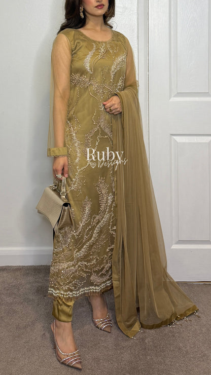 FOZIA - 3 Piece Net Suit with Tassel Detail