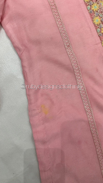 MS5 Minor Defect - NISA - 3 Piece Rose Pink Suit with Pearls (8748072665301) (8748073615573)