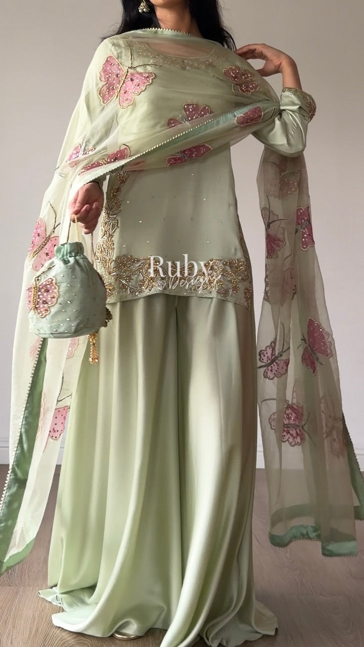 AENA Fern - 4 Piece Silk Suit with Matching Potli Bag