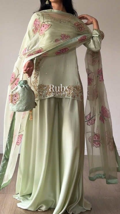 AENA Fern - 4 Piece Silk Suit with Matching Potli Bag