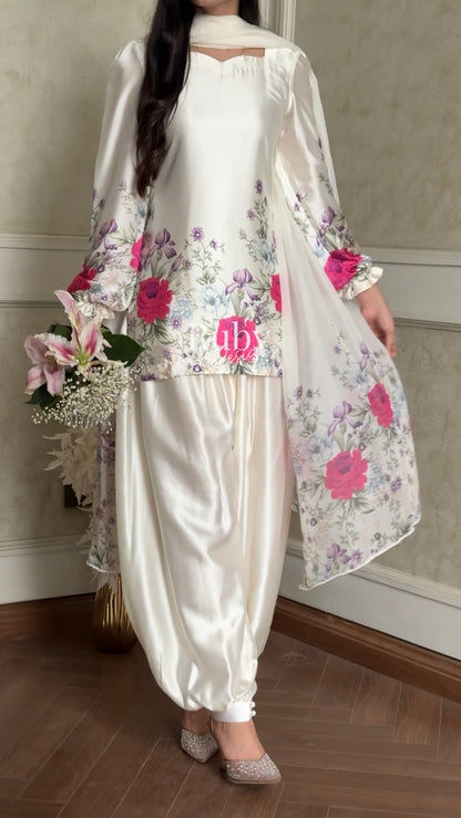 FLEUR Pearl - 3 Piece Silk Suit with Balloon Pants