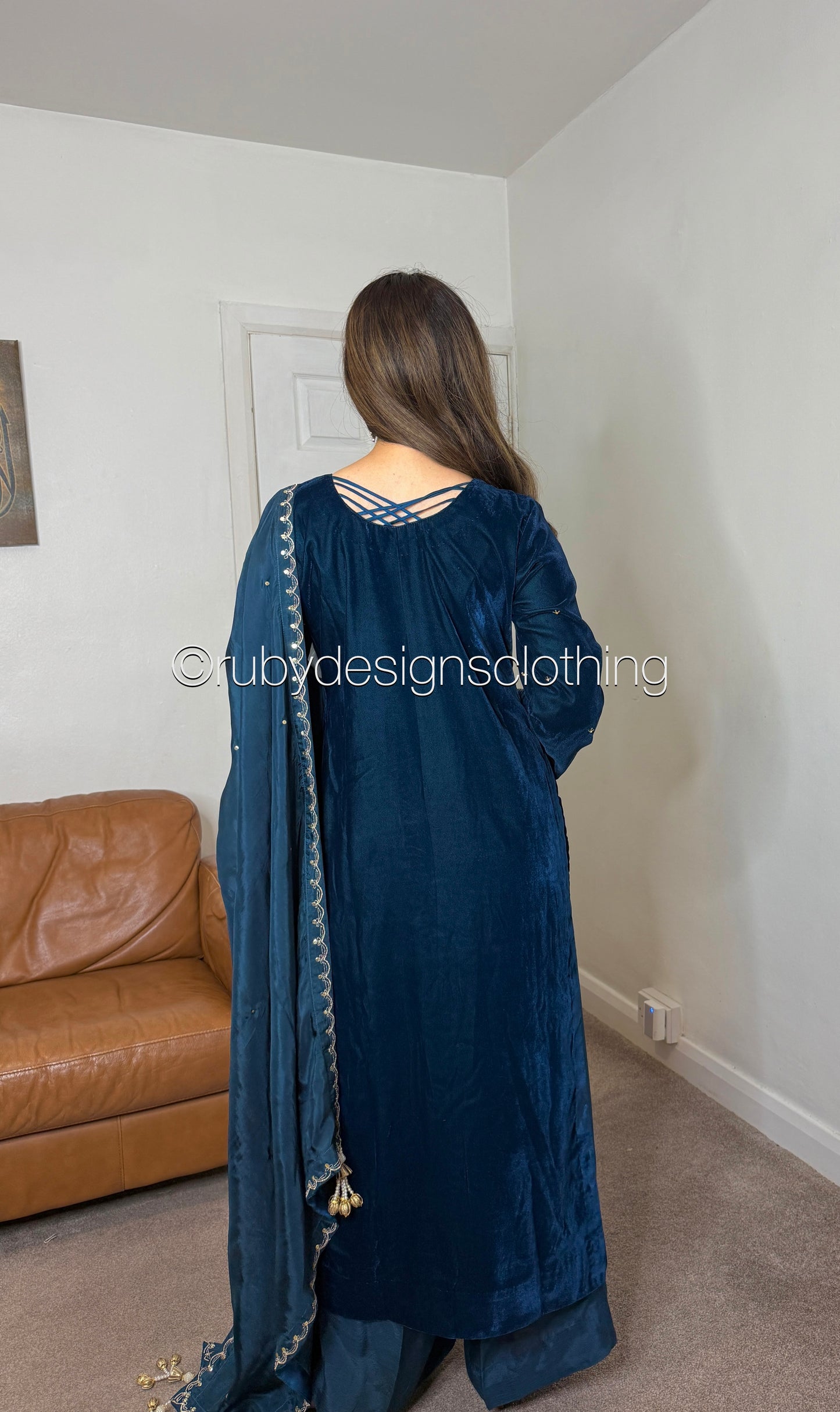 LINA - 3 Piece Luxury Velvet Suit with Gold Handwork