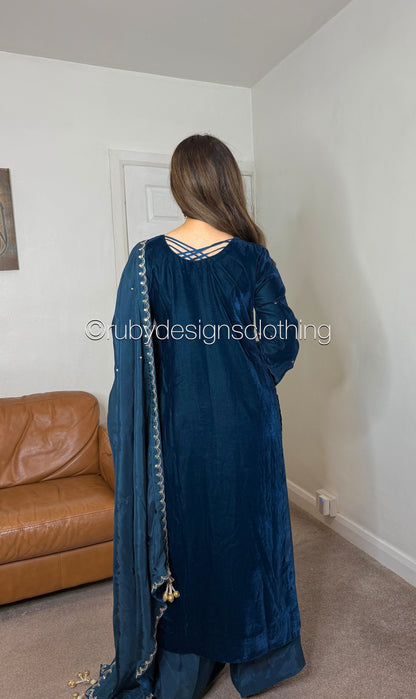 LINA - 3 Piece Luxury Velvet Suit with Gold Handwork