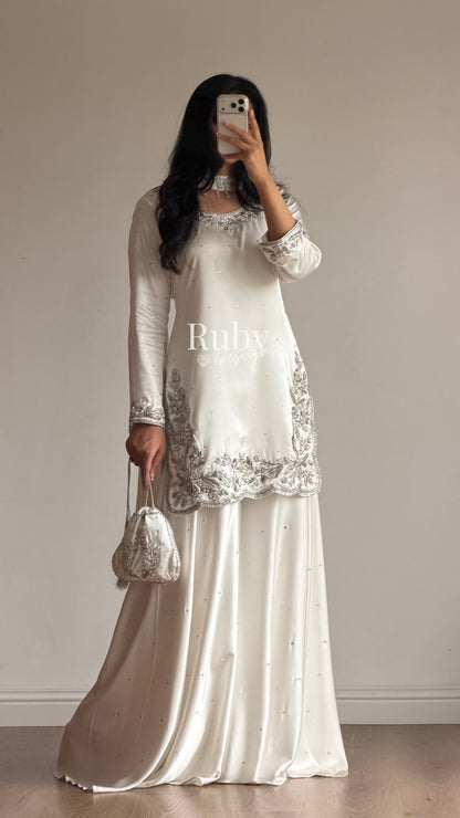 PARISA Pearl - 4 Piece Silk Suit with Matching Potli Bag