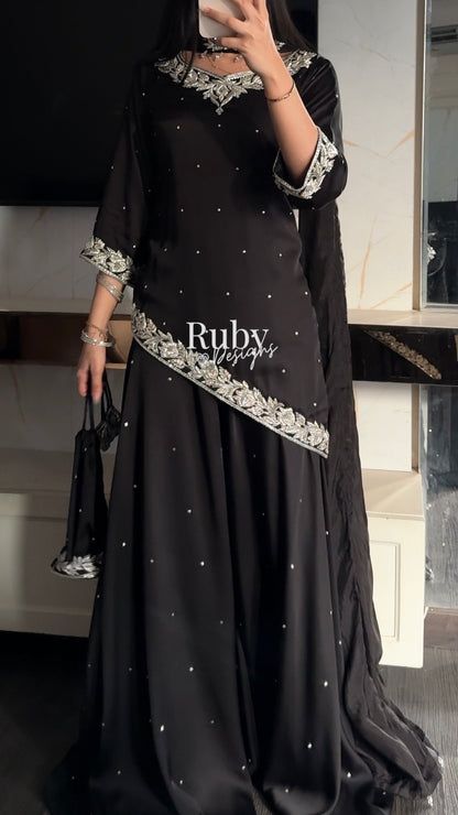 RANI Noir - 3 Piece Luxury Silk Suit with Matching Bag