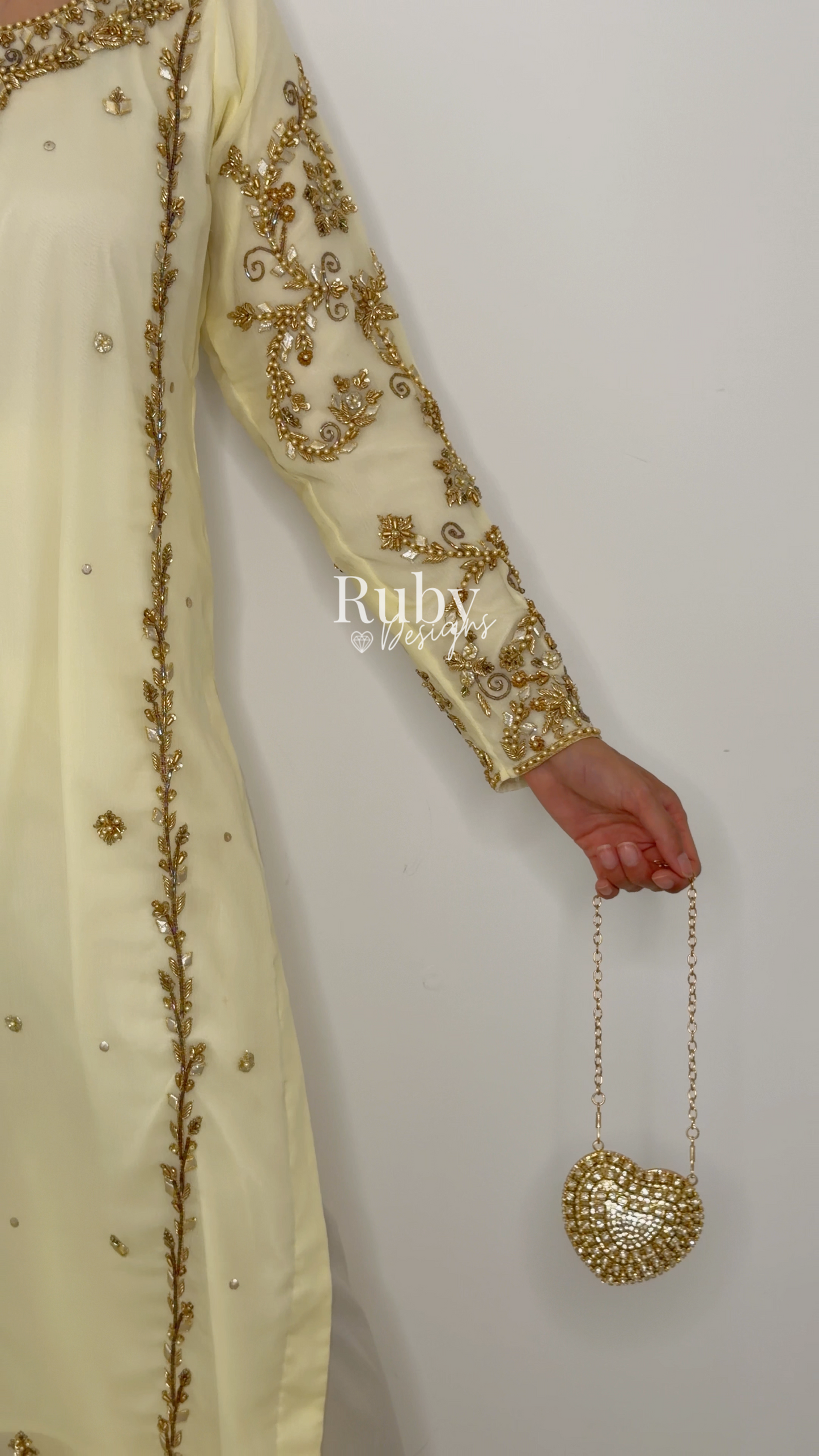 NAYRA Butter Silhouette 2 (Long Shirt) - 3 Piece Chiffon Suit with Trouser