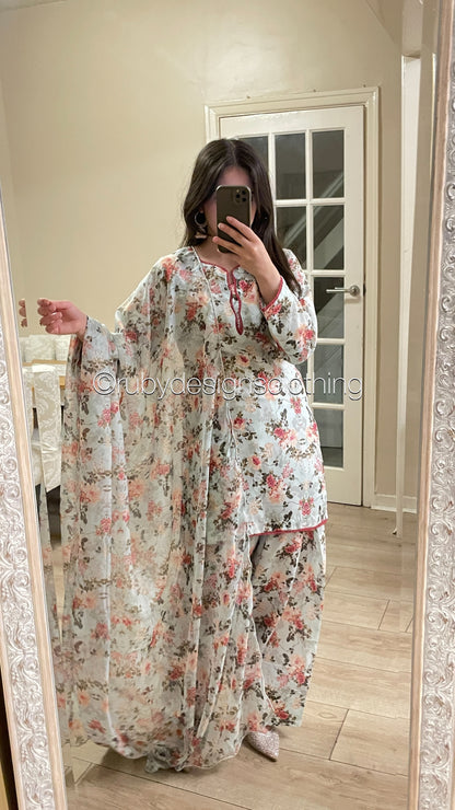 Petal Blush  - 3 Piece Swiss Lawn Suit with Silk Dupatta
