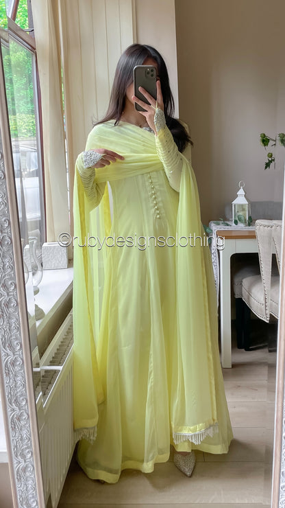 MEESHA Lemon - 3 Piece Chiffon Dress with Chiffon Dupatta (8646797394133)