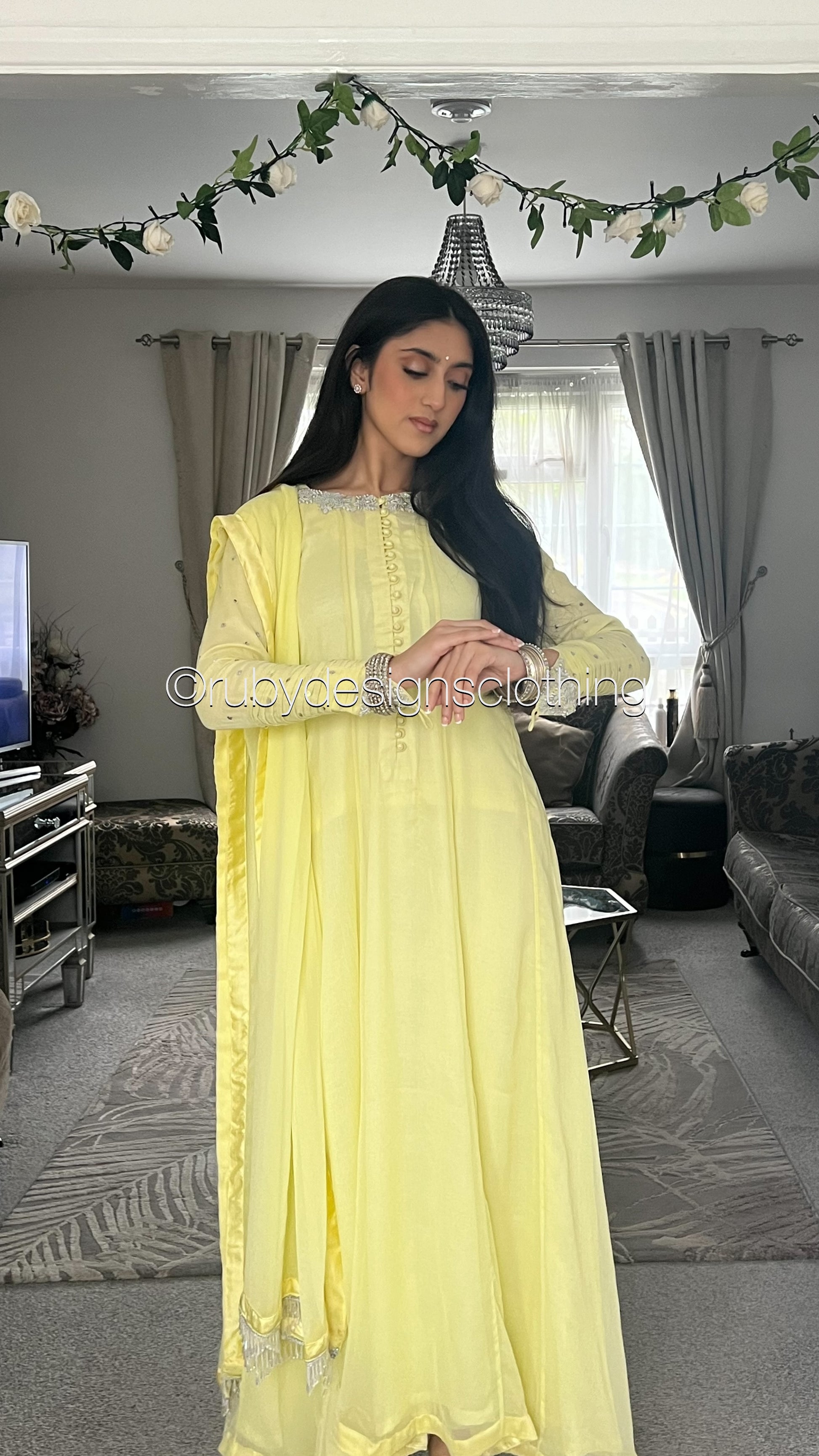 MEESHA Lemon - 3 Piece Chiffon Dress with Chiffon Dupatta (8646797394133)