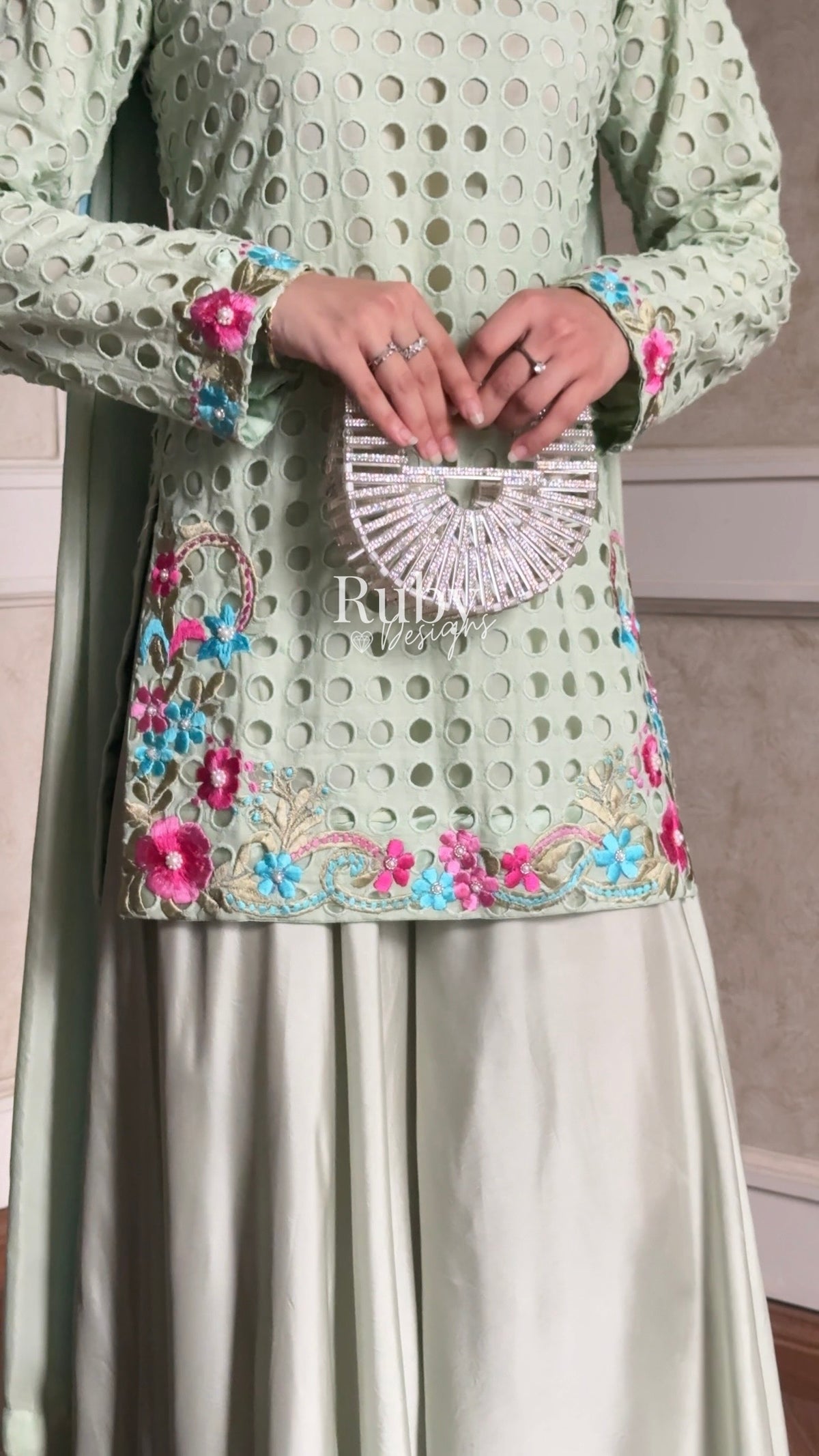 ALIZEH Sage - 3 Piece Chikankari Suit with Ombré Dupatta