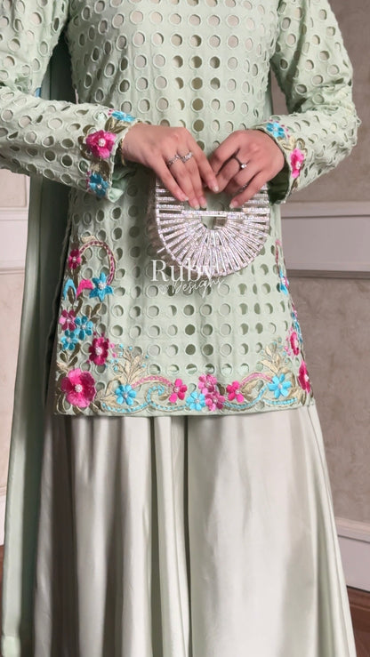ALIZEH Sage - 3 Piece Chikankari Suit with Ombré Dupatta