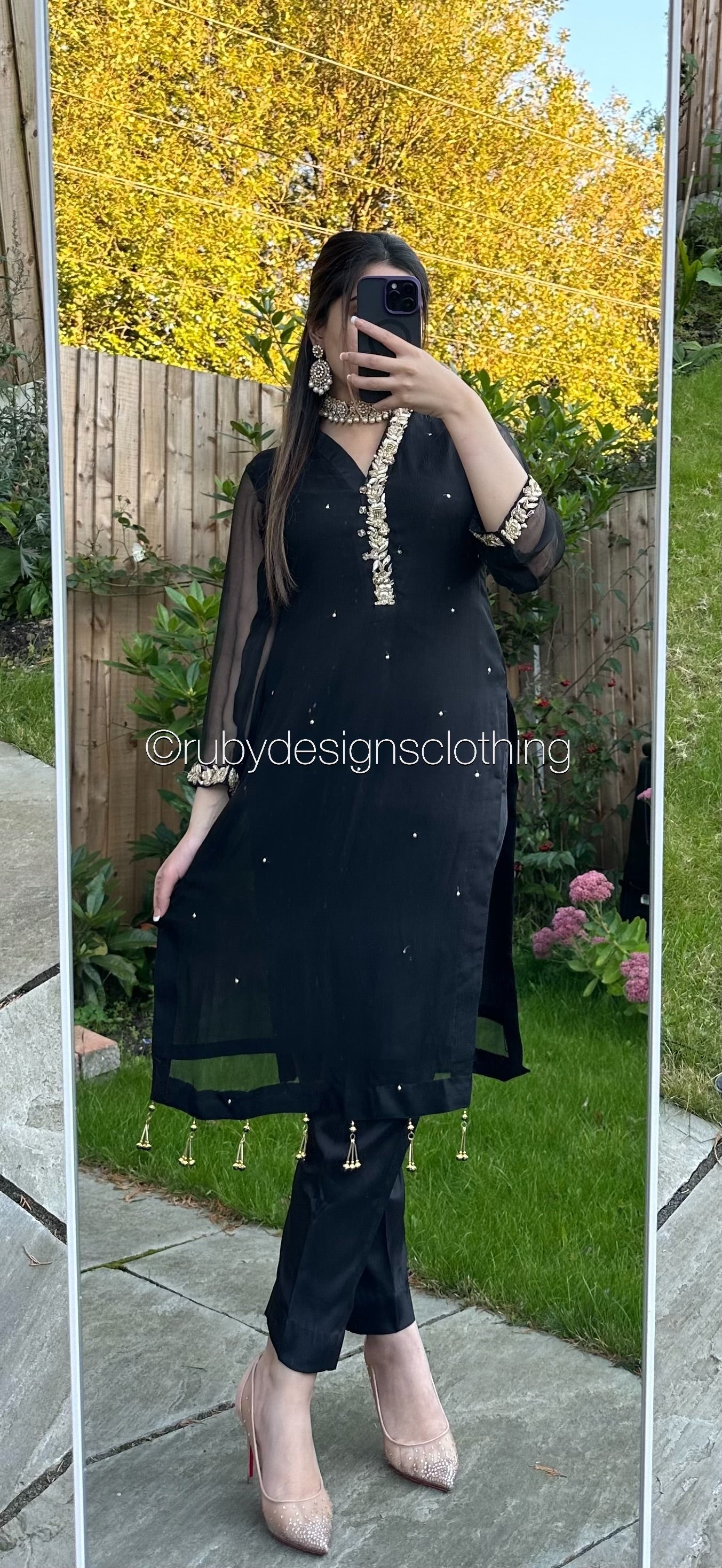 EXCLUSIVE SAMPLE - 2 Piece Black Chiffon Suit (8746815324373)