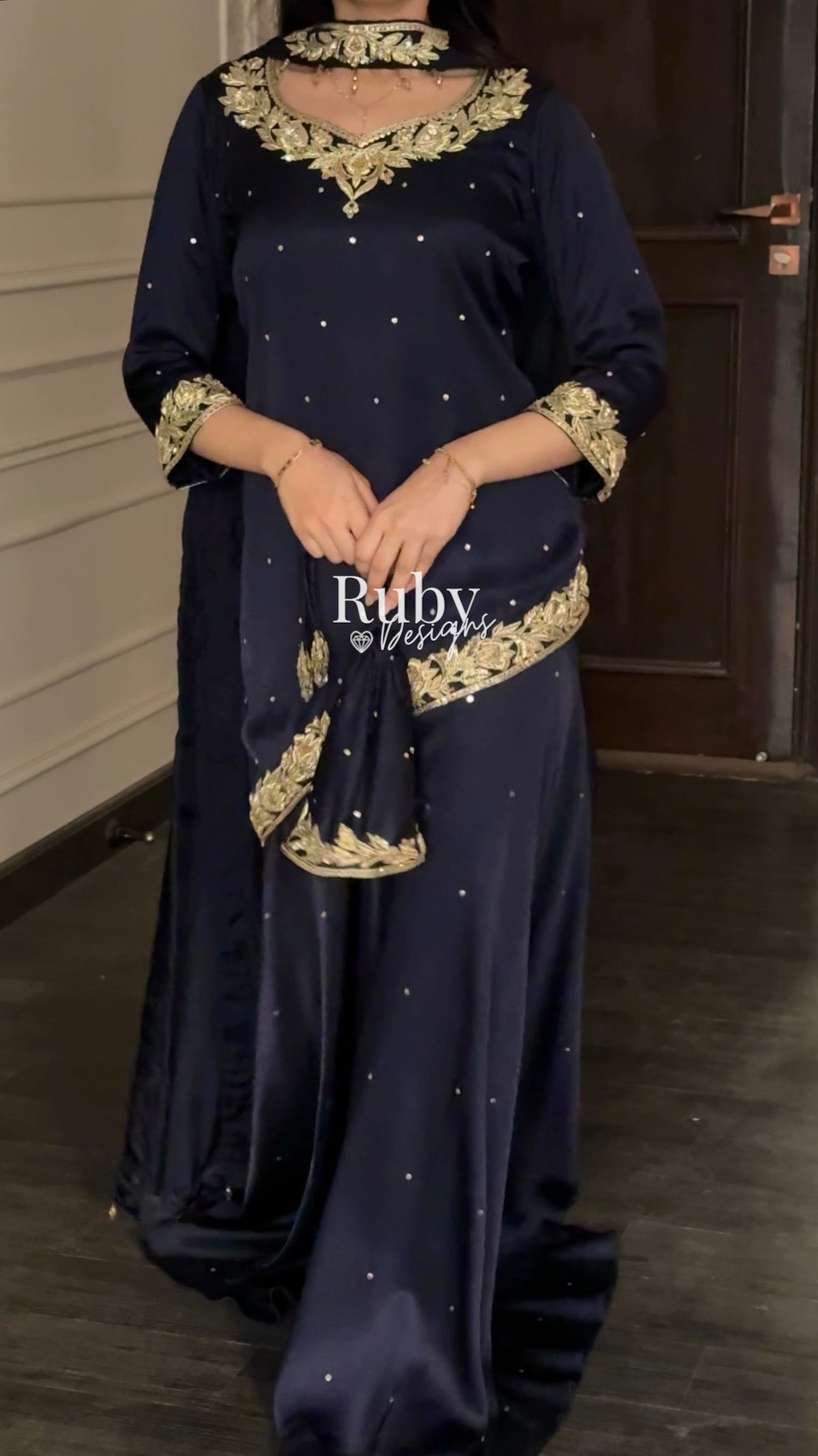 RANI Midnight - 3 Piece Luxury Silk Suit with Matching Bag