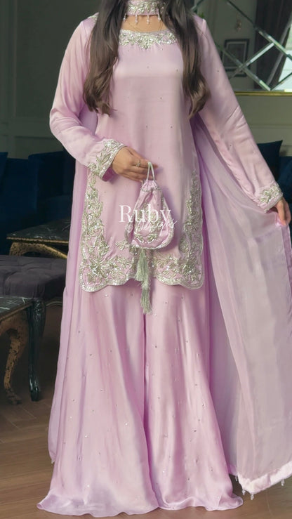 PARISA Lilac - 4 Piece Silk Suit with Matching Potli Bag