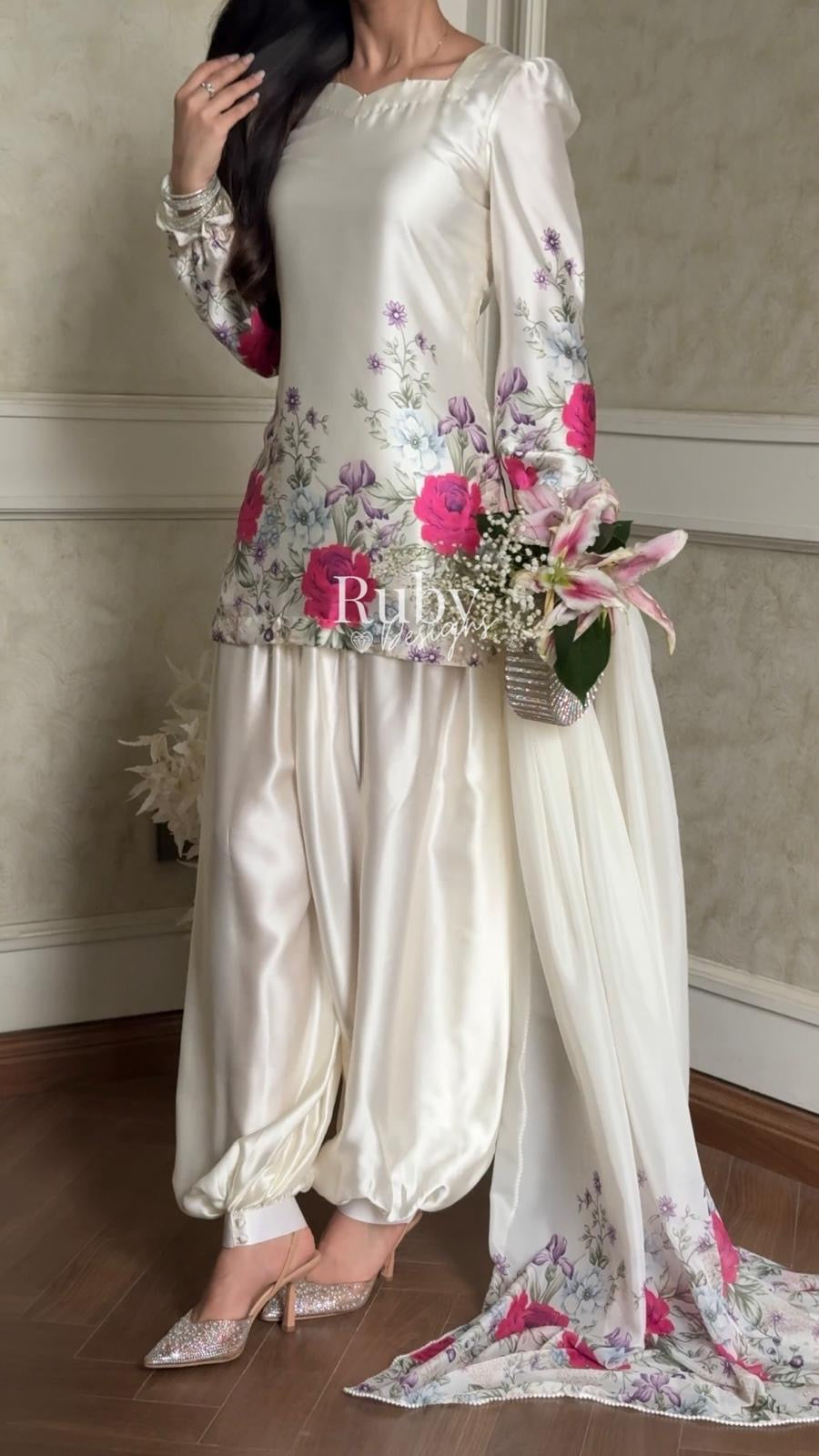 FLEUR Pearl - 3 Piece Silk Suit with Balloon Pants