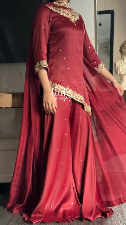 RANI Rouge - 3 Piece Luxury Silk Suit with Matching Bag