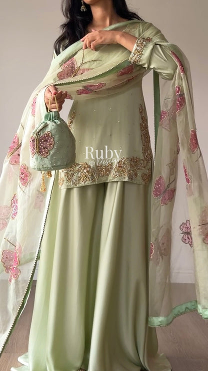 AENA Fern - 4 Piece Silk Suit with Matching Potli Bag