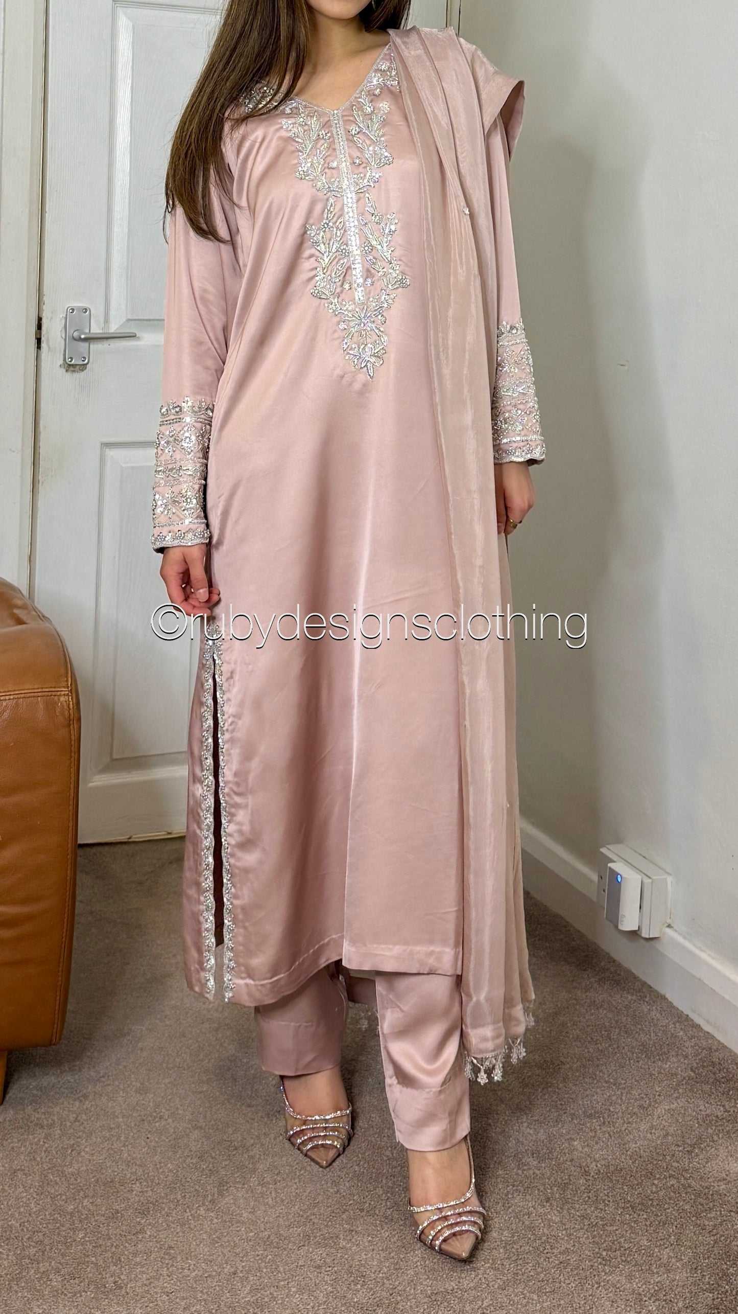 EMAAN - 3 Piece Luxury Silk Suit with Hand Work