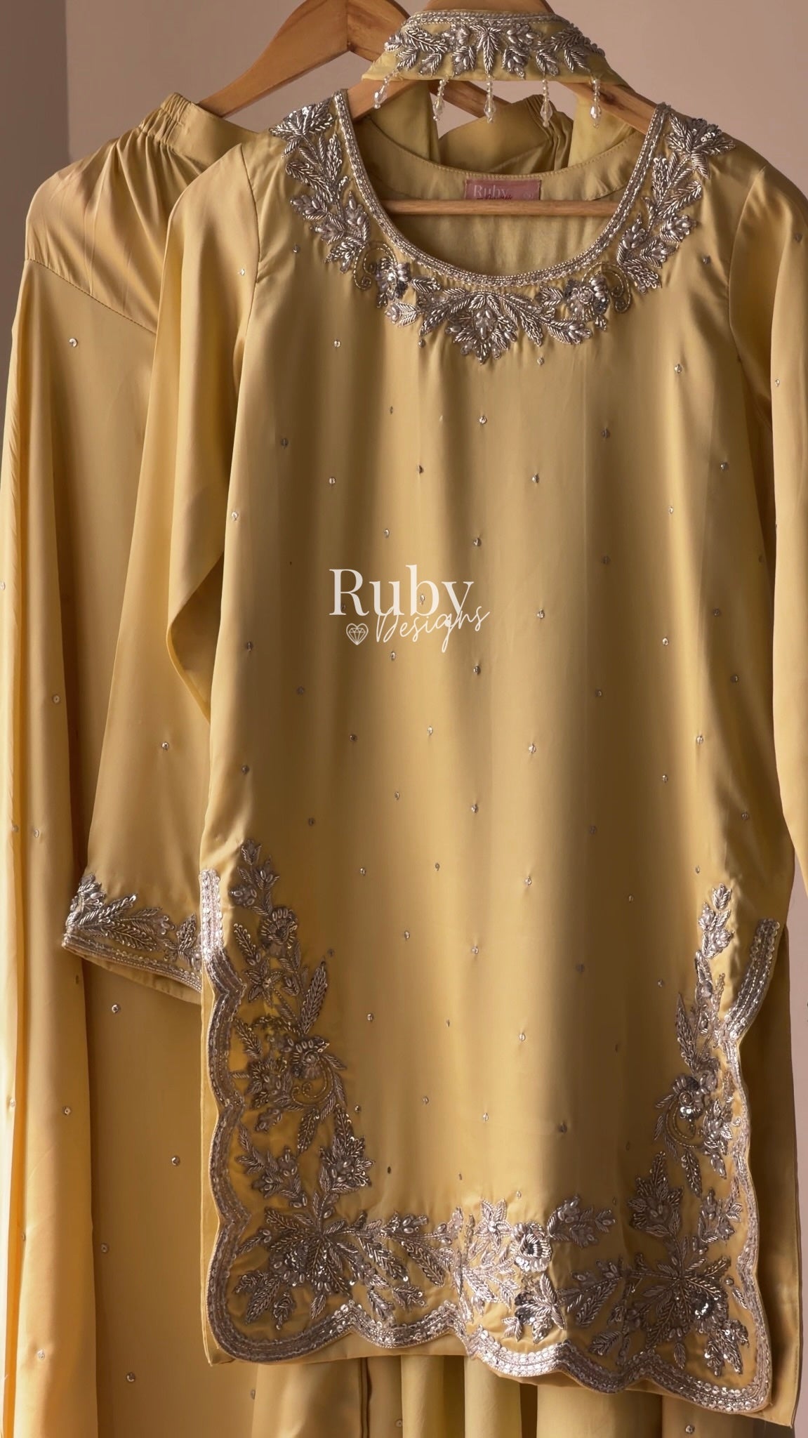 PARISA Butter - 4 Piece Silk Suit with Matching Potli Bag