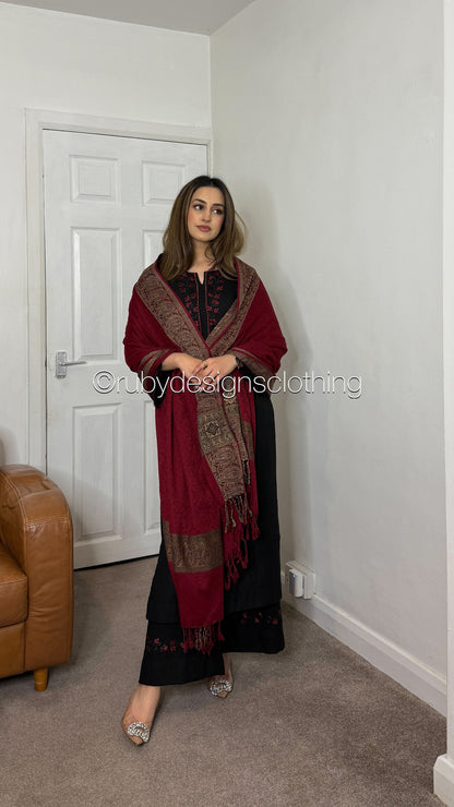 LAYAL - 3 Piece Black Marina Suit with Shawl