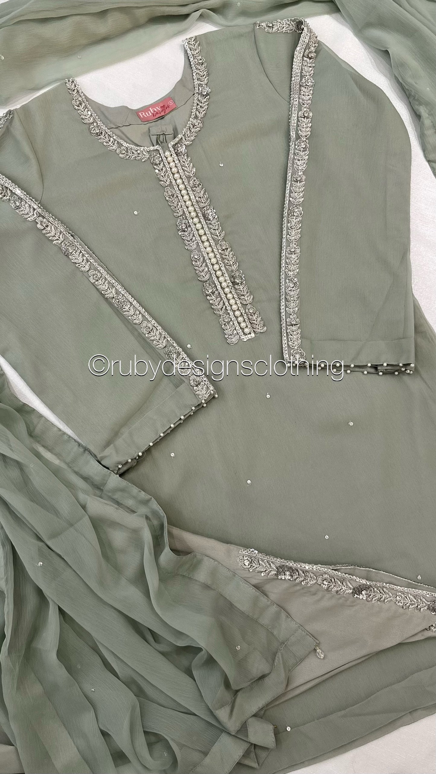 ASMA Haze - 3 Piece Chiffon Suit with Tulip Trousers
