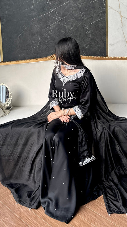 RANI Noir - 3 Piece Luxury Silk Suit with Matching Bag