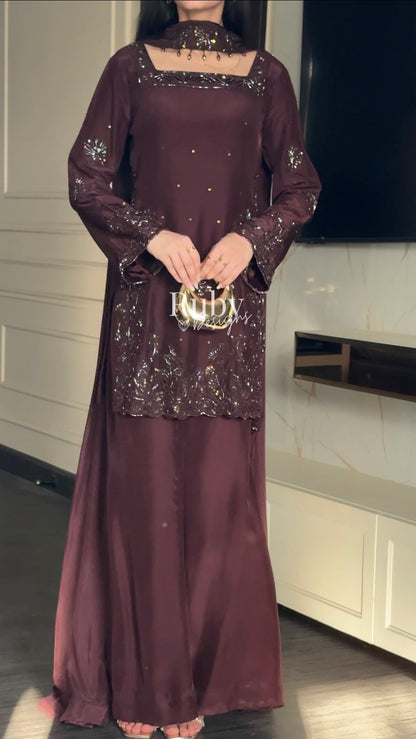 SELIN - 3 Piece Luxury Silk Suit with Flared Trouser