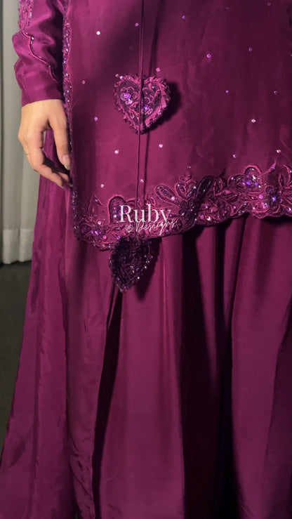 PRE-ORDER (not for immediate dispatch) - SAHARA - 3 Piece Magenta Luxury Silk Suit with Cutdana Handwork