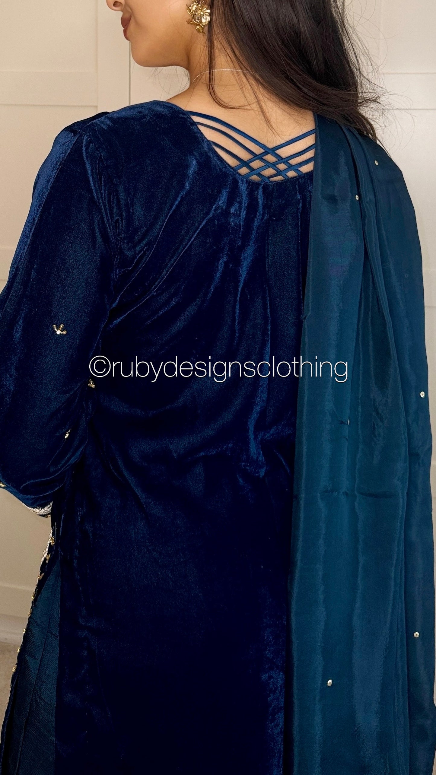 LINA - 3 Piece Luxury Velvet Suit with Gold Handwork