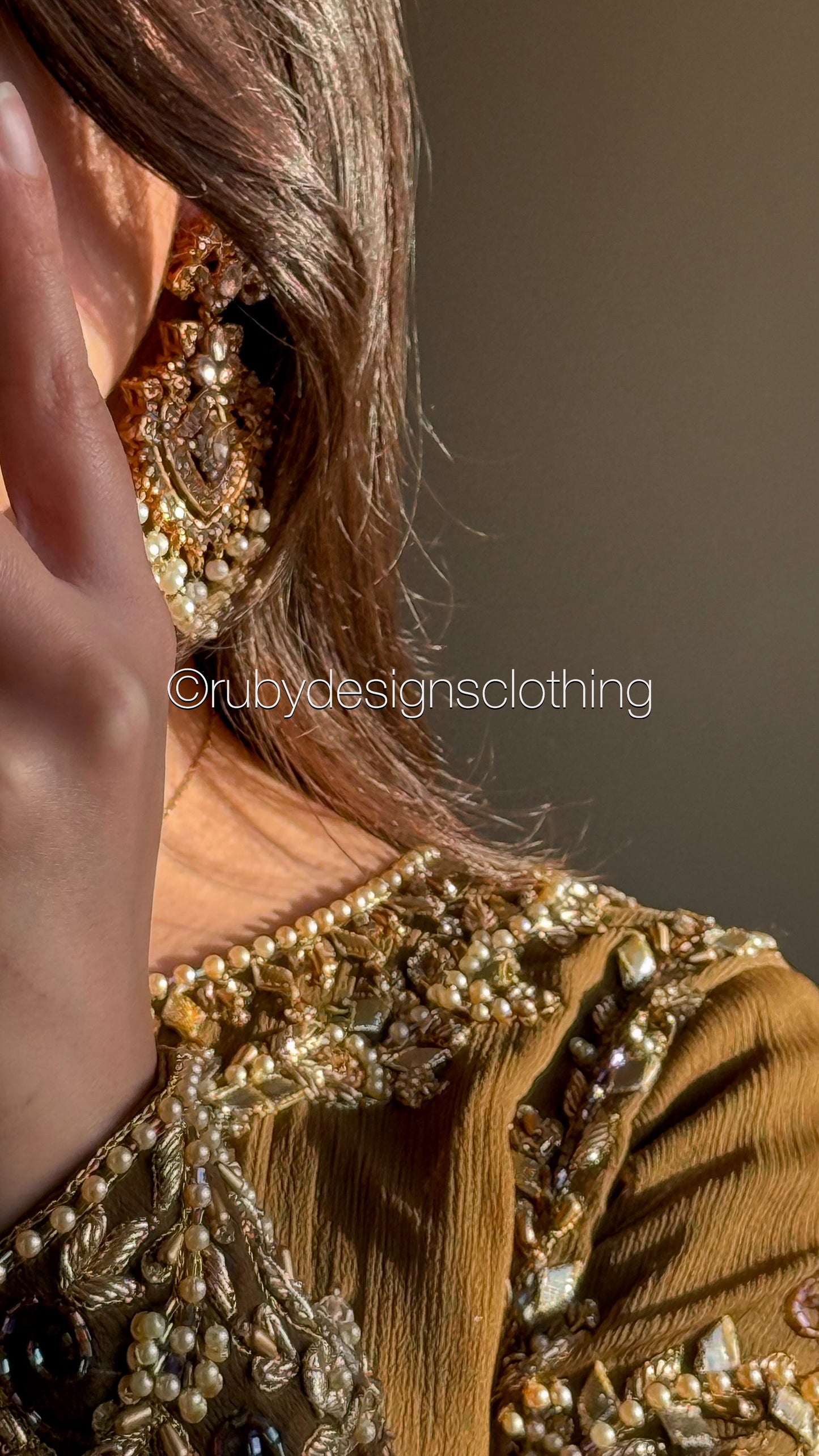 NAYRA Style 3 (Short Shirt) - 3 Piece Khaki Chiffon Suit with Shalwar