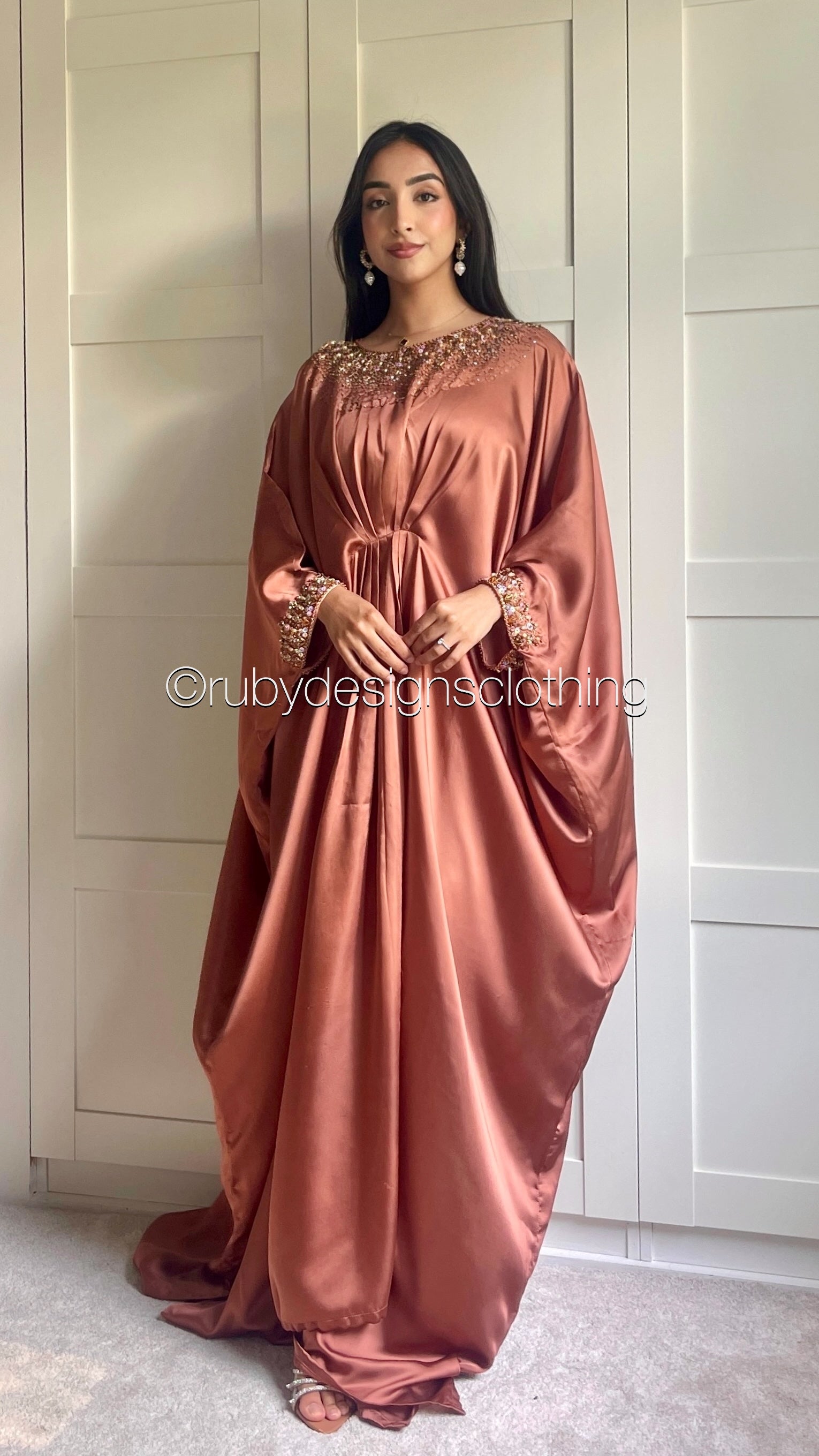 JAMILA - Rust Kaftan with Gold Handwork (8713903440085)