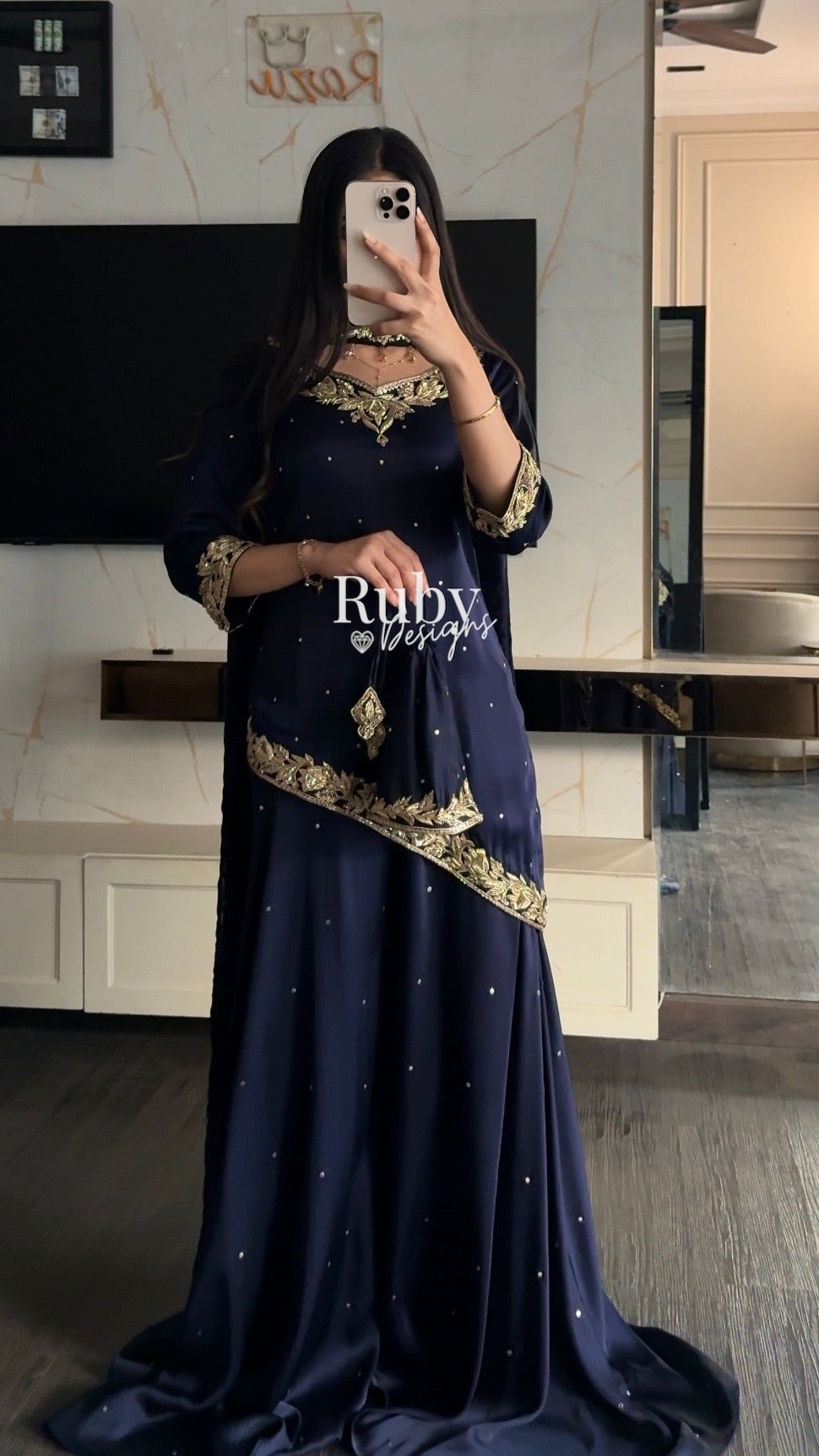 RANI Midnight - 3 Piece Luxury Silk Suit with Matching Bag