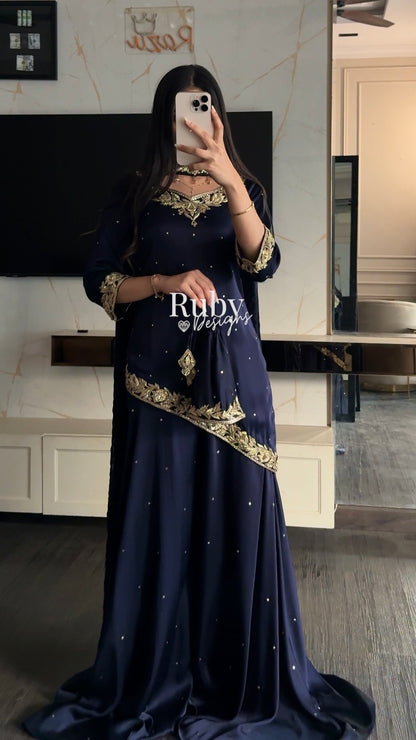 RANI Midnight - 3 Piece Luxury Silk Suit with Matching Bag