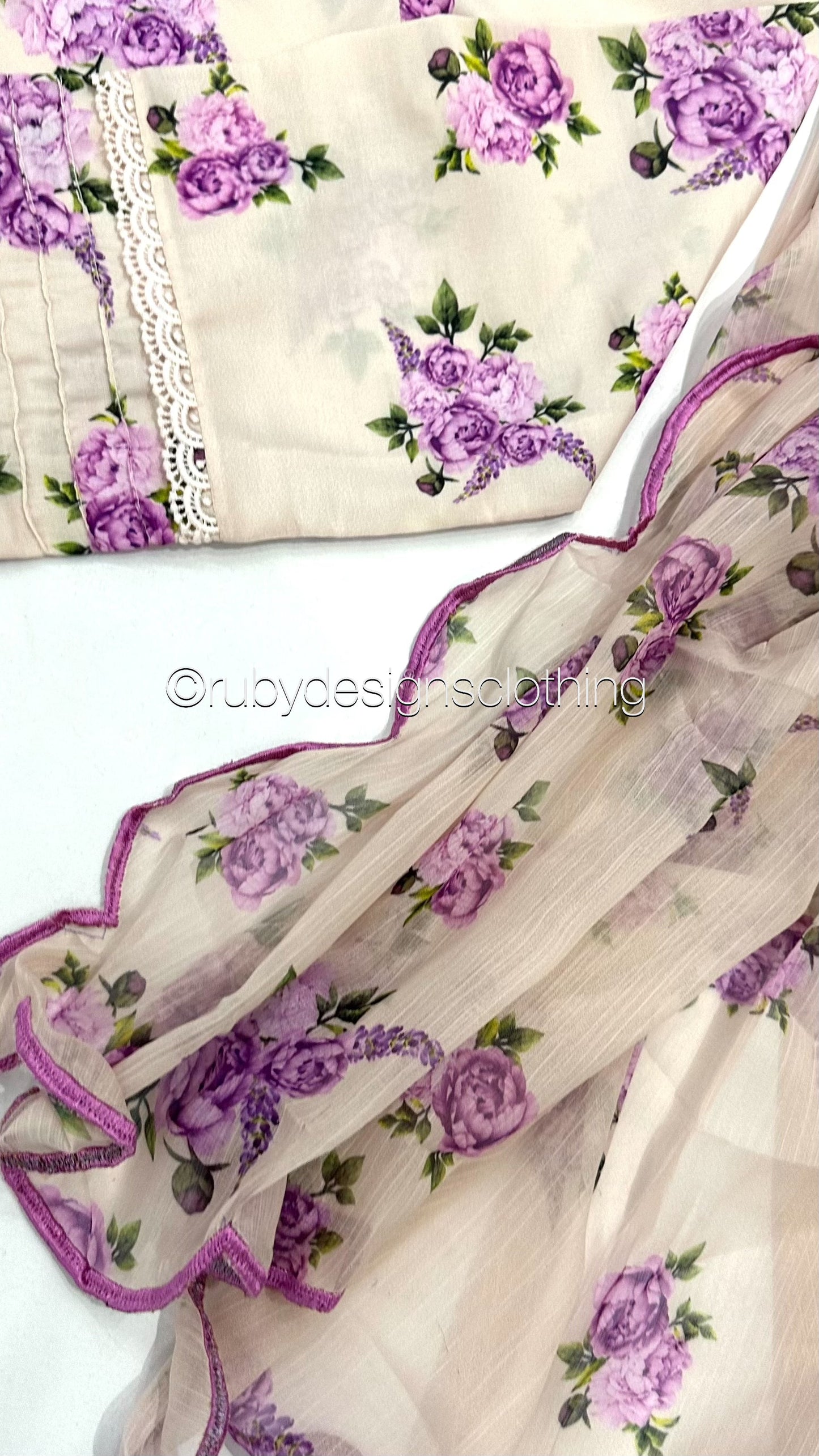 BISMA - 3 Piece Lilac Floral Print Swiss Lawn Suit with Chiffon Dupatta (8075382587605)